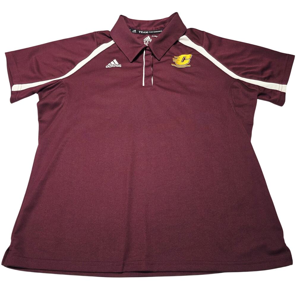 Adidas Climacool Polo Shirt Women's XL Burgundy Central Michigan Chippewas NCAA